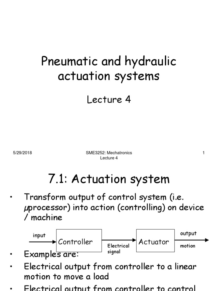 Pneumatic and Hydraulic Actuation Systems | PDF | Actuator | Pneumatics