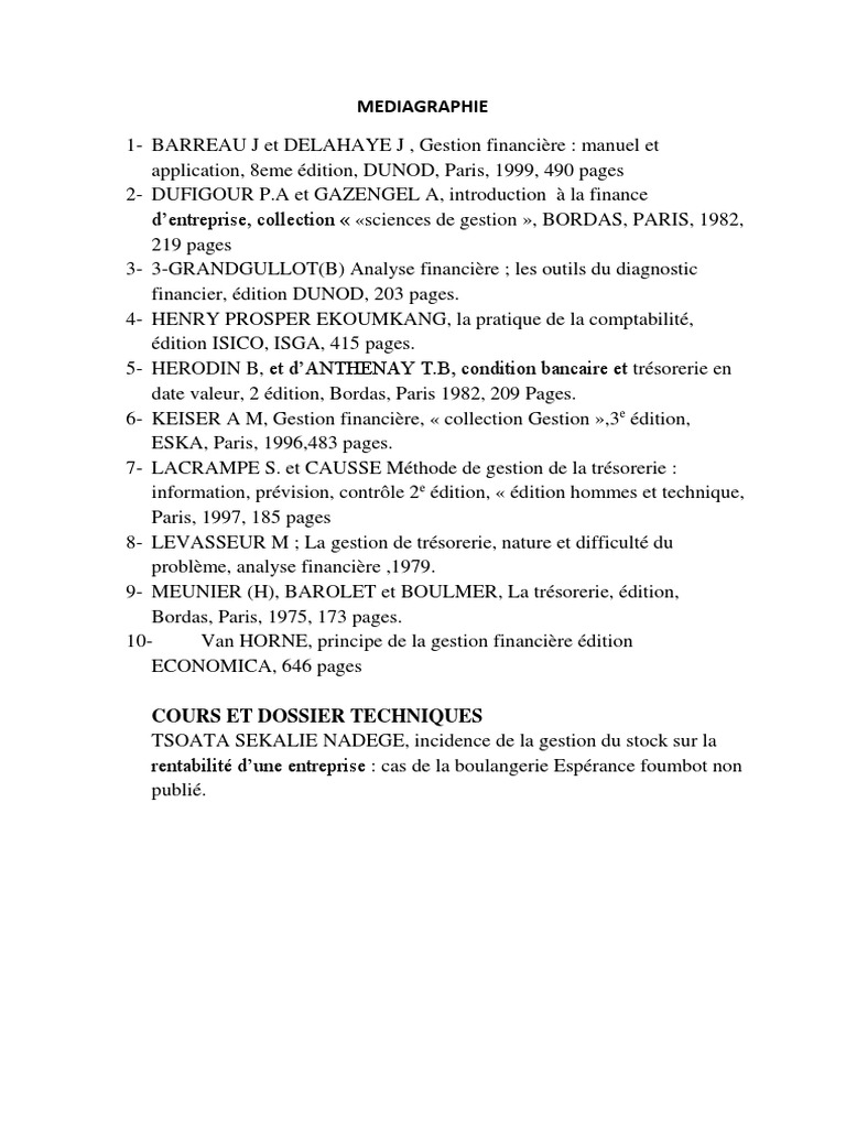 Exemple de médiagraphie financière | PDF | Affaires