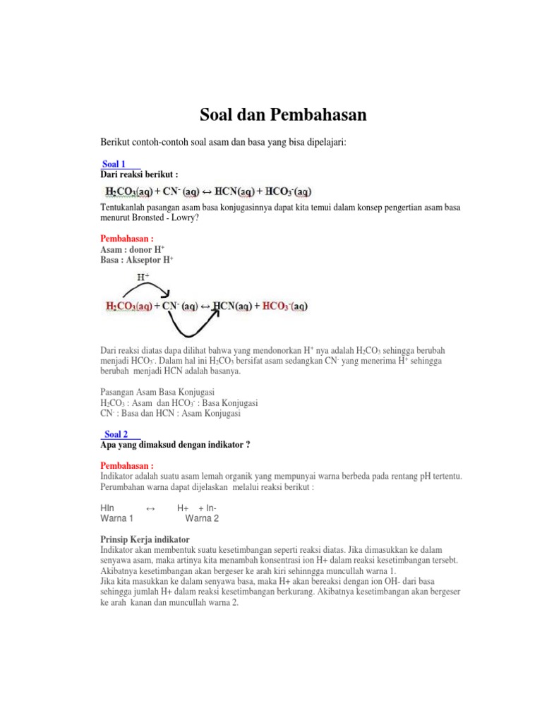 Contoh Soal Essay Asam Basa Beserta Jawabannya Bakti Soal