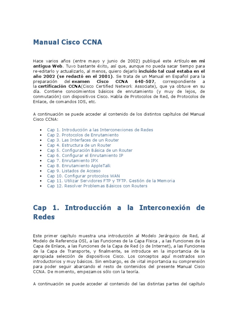 Manual Cisco CCNA | PDF | Router (Computing) | Transmission Control ...