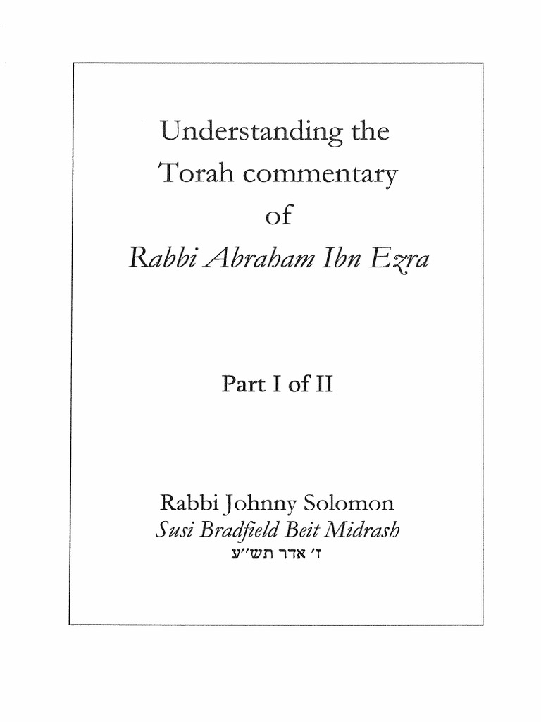 Understanding of Ibn Ezra Commentary On Torah | PDF