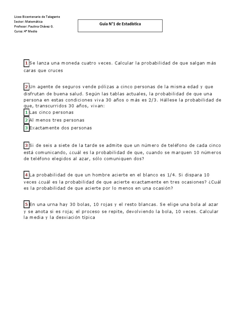 Guía de Estadística para 4° Medio | PDF