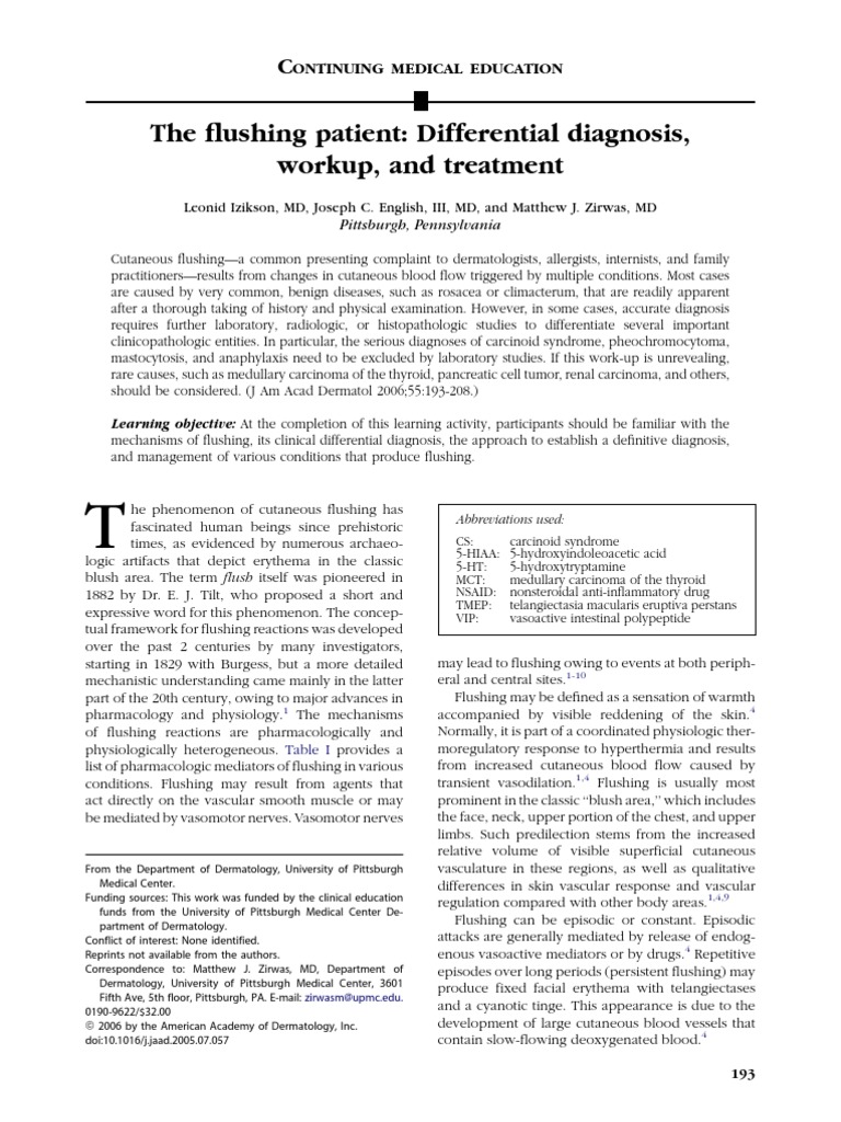 Flushing Differential PDF Clinical Medicine Diseases And Disorders
