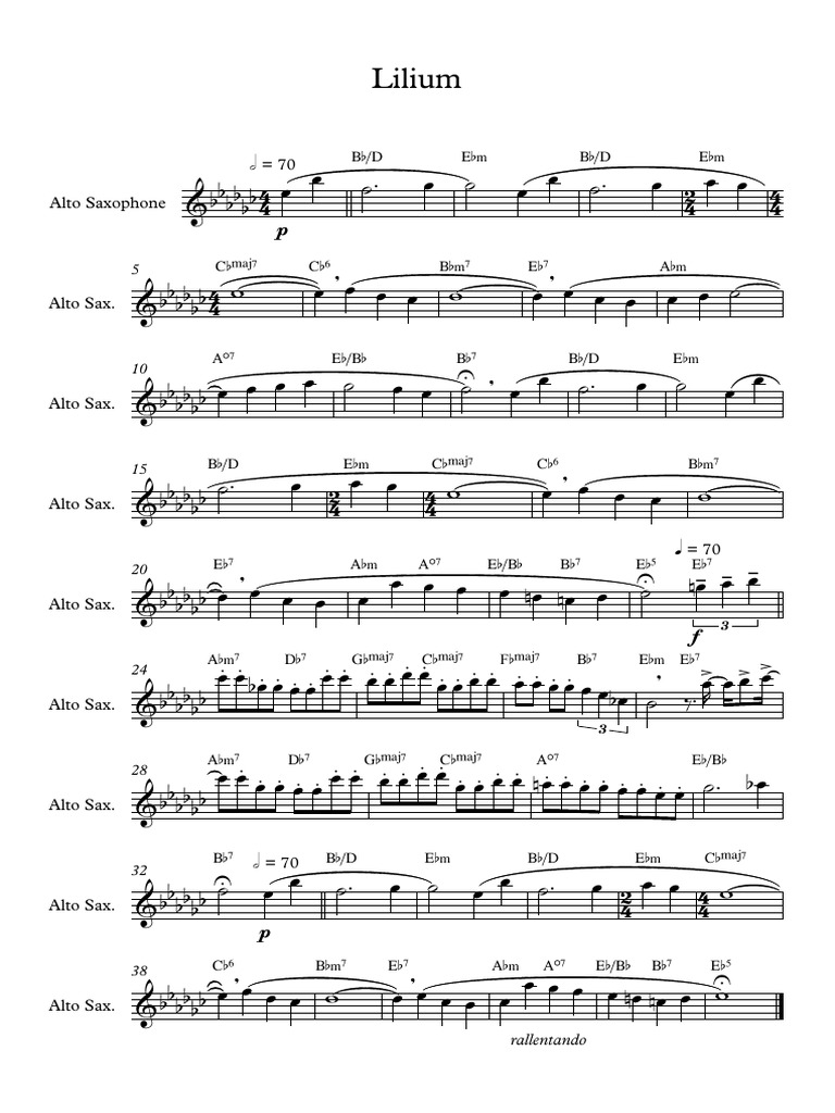 Lilium - Sax - Full Score | PDF | Saxophone | Reed Aerophones