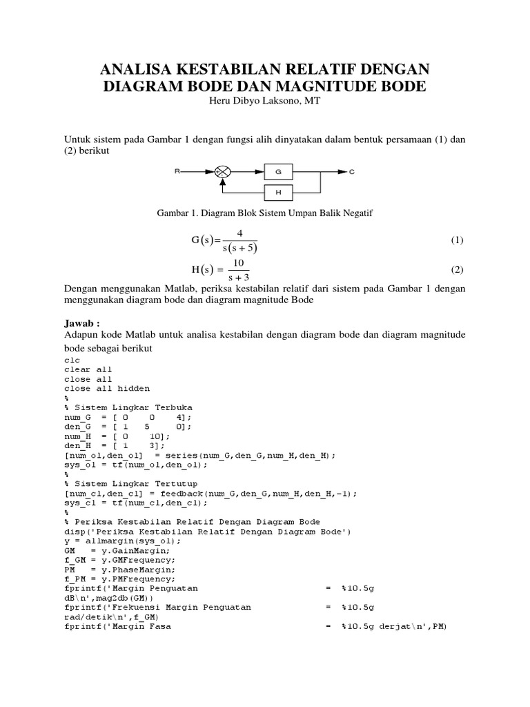 Analisa Kestabilan Relatif Dengan Diagram Bode Dan Magnitude Bode | PDF ...
