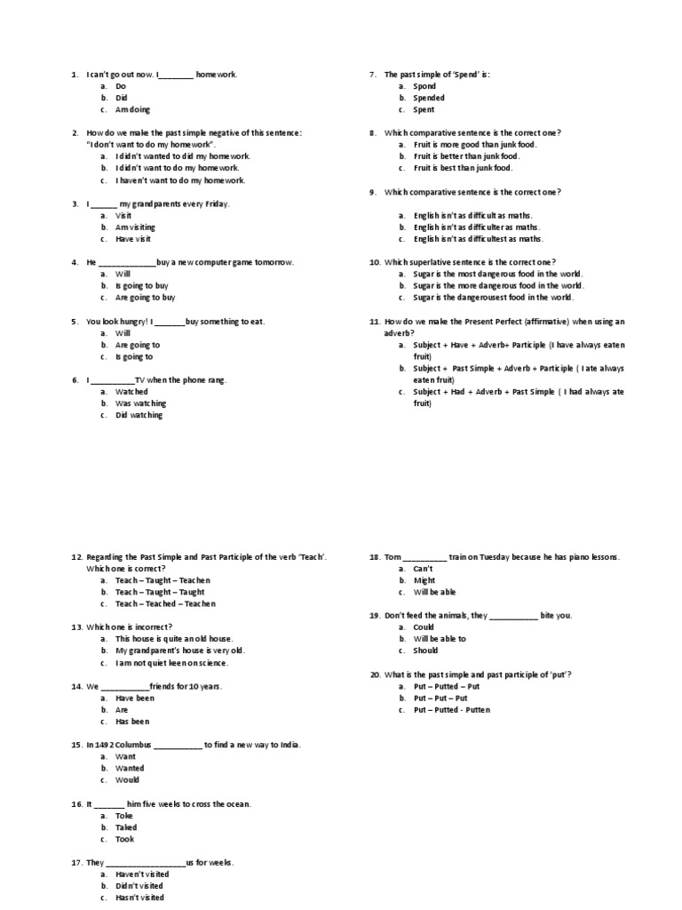 Multiple - Choice Test Intermediate | PDF | English Language ...