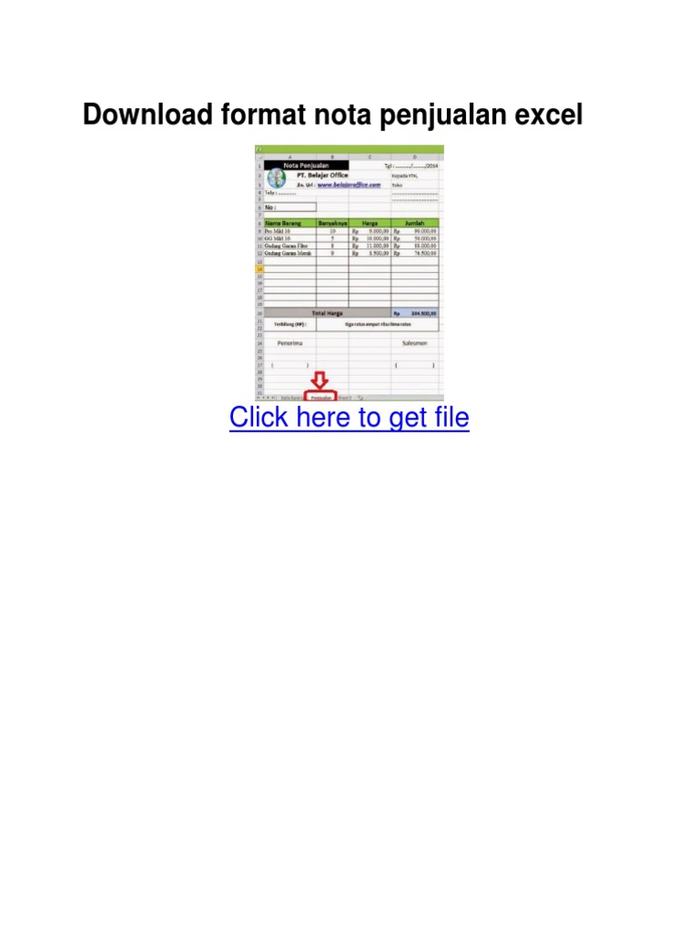 Format Nota Penjualan Excel Gratis | PDF | Komputer