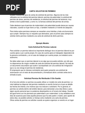 Carta Solicitud De Permiso Salario Adopcion