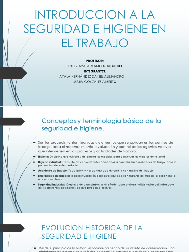 Introduccion A La Seguridad E Higiene En El Trabajo Pdf Seguridad Y