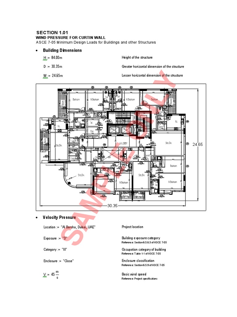 Wind Pressure Analysis for Curtain Walls | PDF | Pressure | Chemical ...