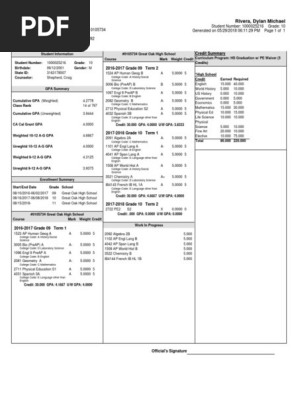 high school transcript