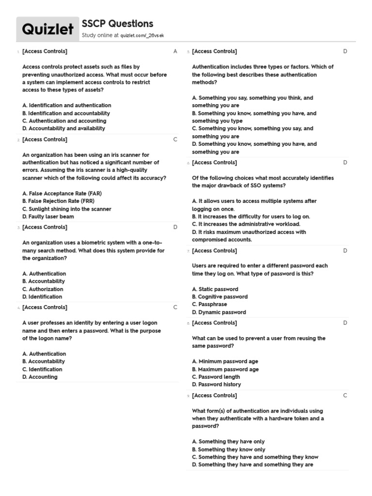 SSCP Study Questions | PDF | Osi Model | File Transfer Protocol