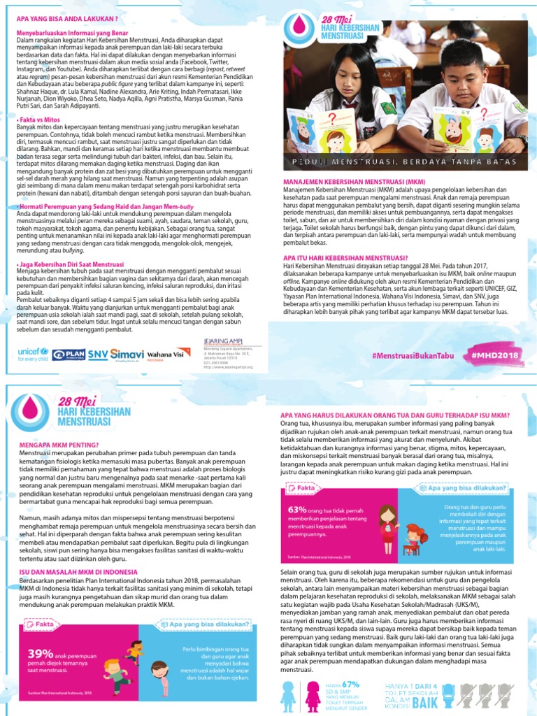 Infosheet Manajemen Kebersihan Menstruasi Mkm 2018