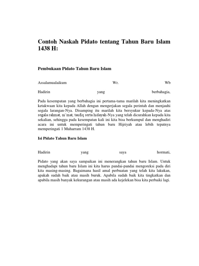 Teks Pidato Tentang Tahun Baru Islam Sketsa