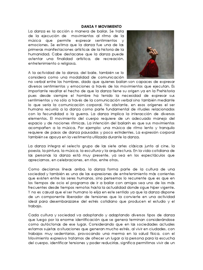 Movimiento y Expresión en la Danza | PDF | Bailes | Payaso