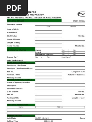 Credit Application