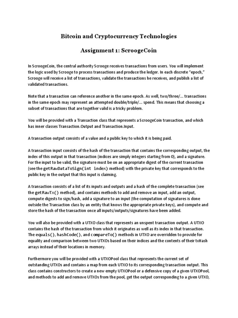 Assignment 1 Input Output Cryptocurrency