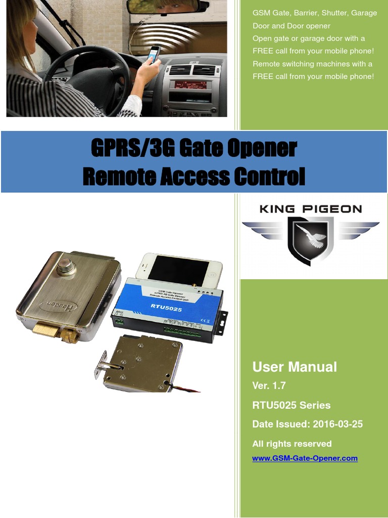 RTU5025 GPRS 3G Gate Opener User Manual V1.7 PDF General Packet