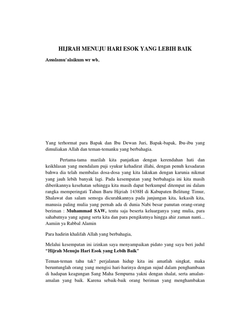 Hijrah Menuju Hari Esok Yang Lebih Baik