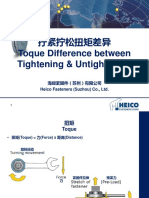 拧紧拧松扭矩差异 Toque Difference between Tightening & Untightening: 海阔紧固件（苏州）有限公司 Heico Fasteners (Suzhou) Co., Ltd