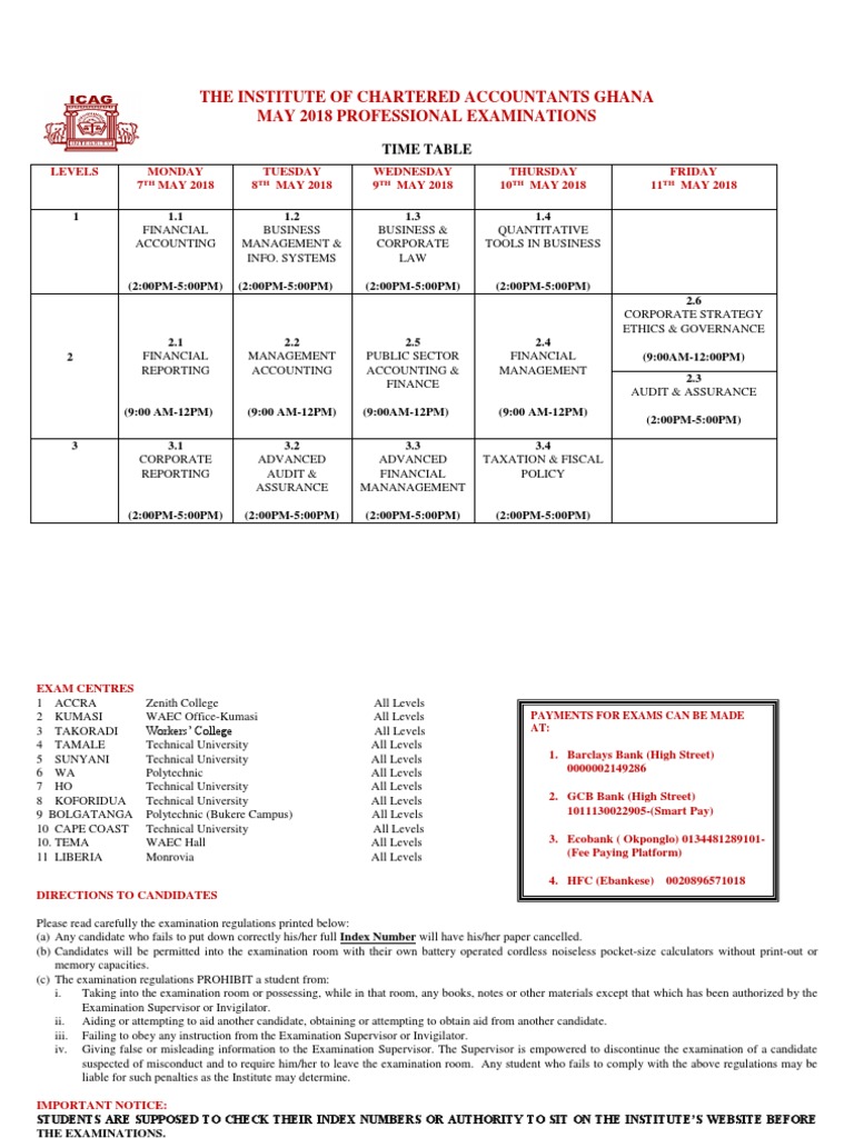 May 2018 CA Pro Time Table | PDF | Business | Economies