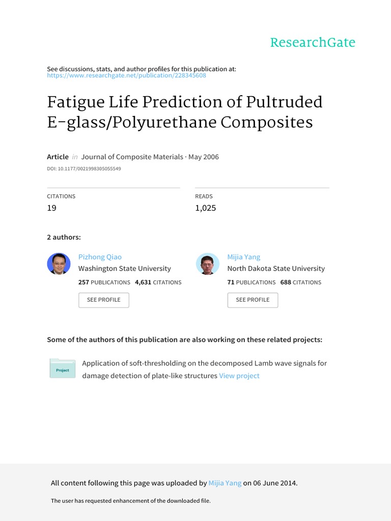 Fatigue Life Prediction of Pultruded E-glassPolyur | PDF | Fatigue ...