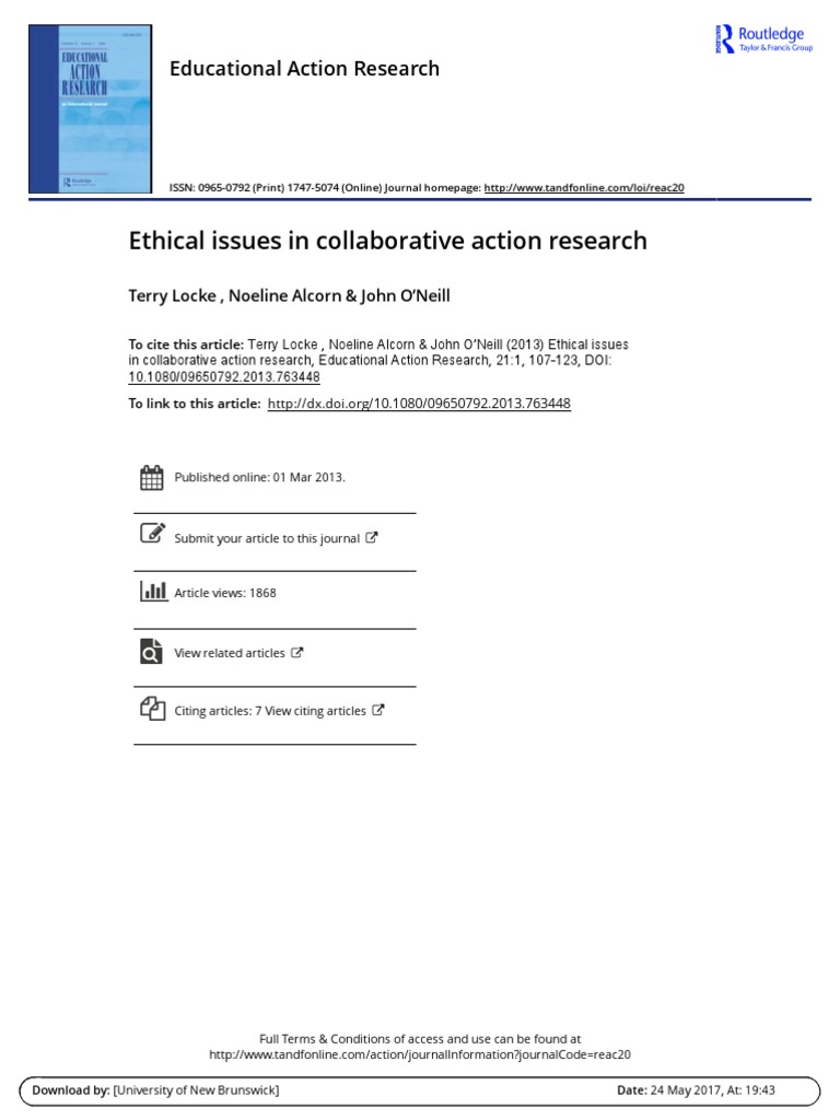 Ethical Challenges in Collaborative Research | PDF | Action Research ...