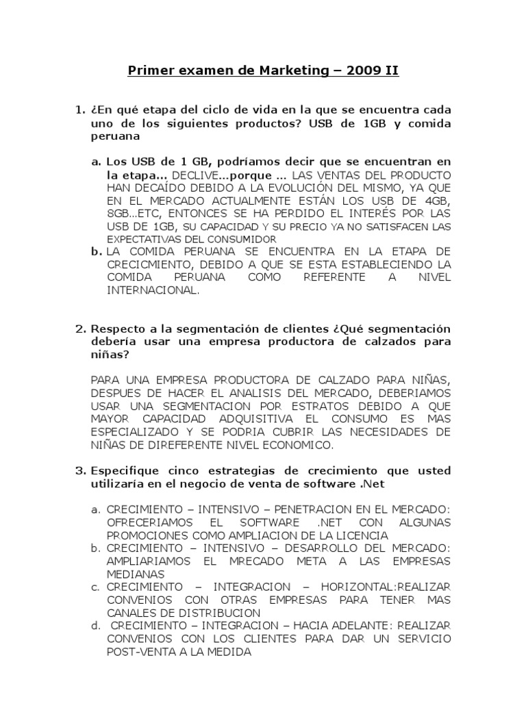 Examen Parcial Marketing | PDF | Producto (Negocio) | Los consumidores