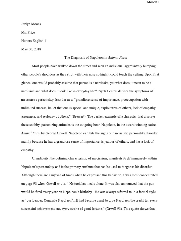 Examples Of Narcissism In Animal Farm