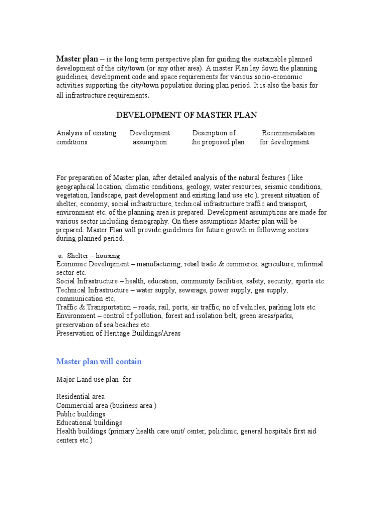 Development of Master Plan | PDF | Infrastructure | City