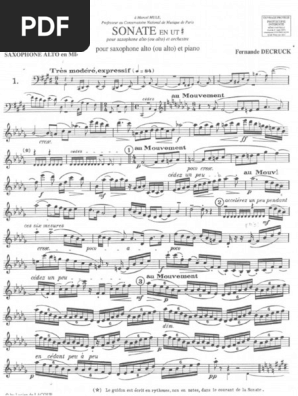 楽譜　Fernande DECRUCK 　ソナタ en ut　サックス　ピアノ Sonate en Ut Diese by Fernande Decruck » Saxophone Sheet Music