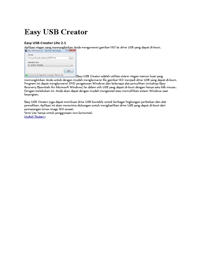 Easy USB Creator for Bootable Drives | PDF | Games & Activities | Computers