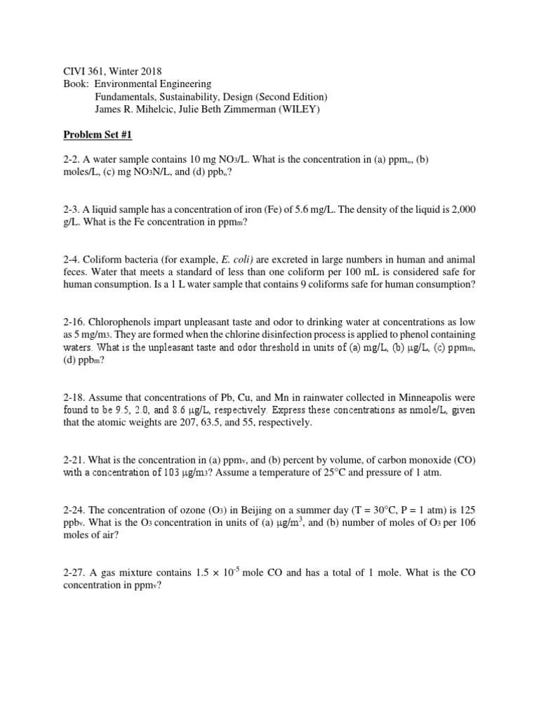 Environmental Engineering Problems | PDF | Science & Mathematics