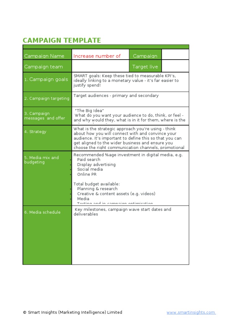 Digital Marketing Campaign Planning Template | Download Free PDF | Mass ...