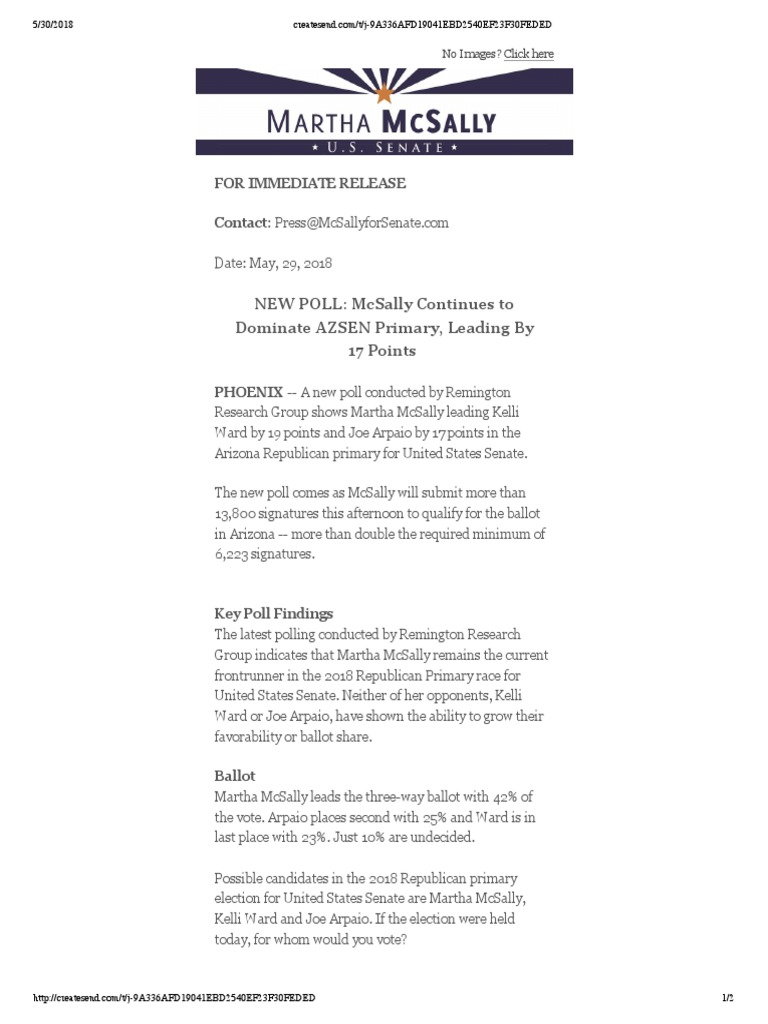 AZSen Remington Research Group (R) For Martha McSally (May 2018