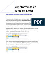 Convertir Fórmulas en Valores en Excel