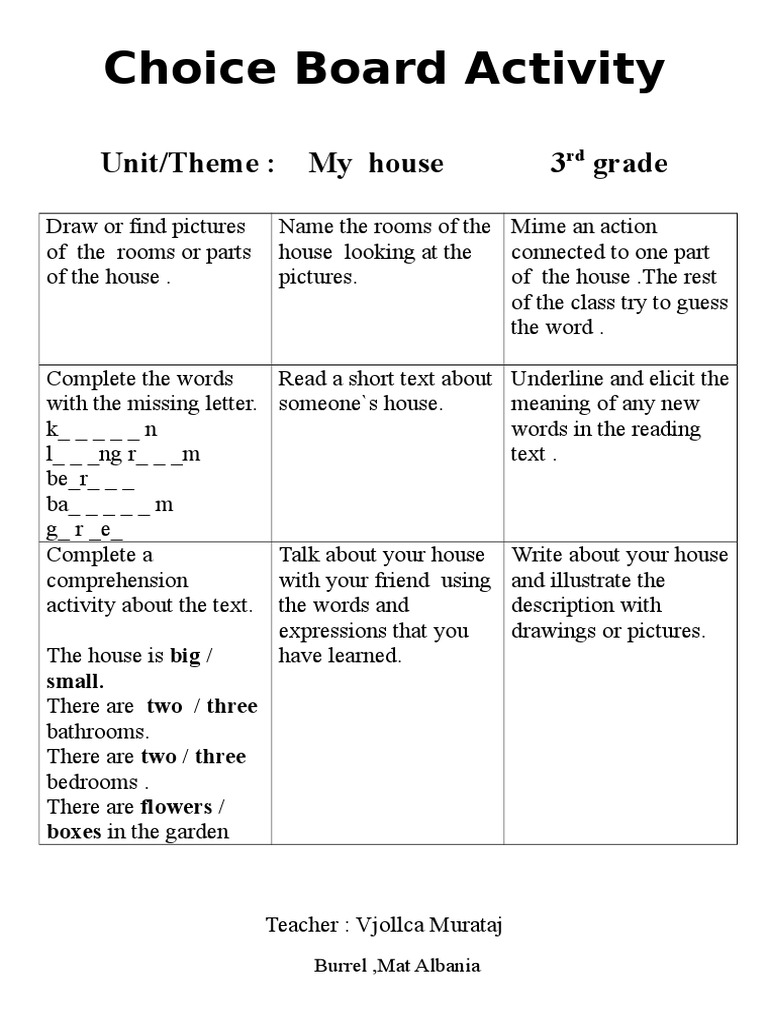 3rd Grade House Activity Guide | PDF