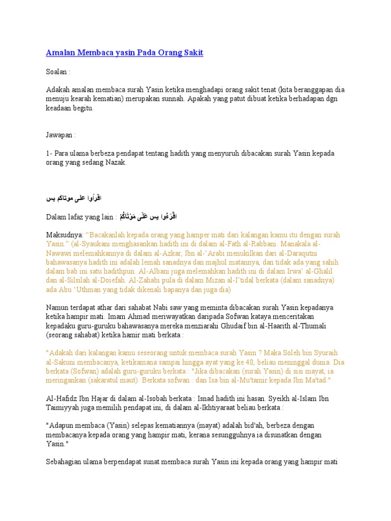 Amalan Membaca Yasin Pada Orang Sakit Pdf