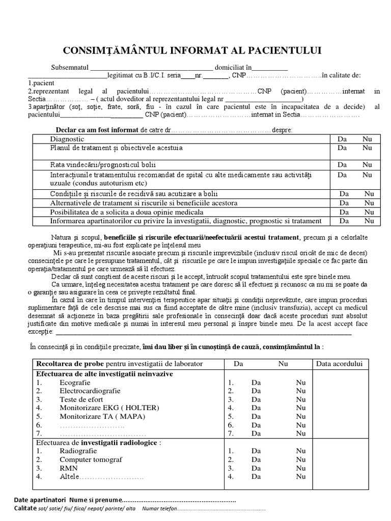 Consimtamant Informat General | PDF