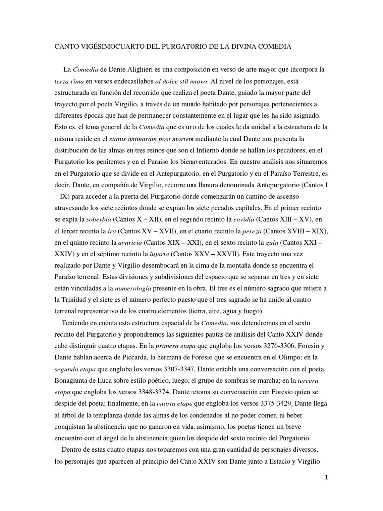 Canto 24 Purgatorio Testo E Parafrasi