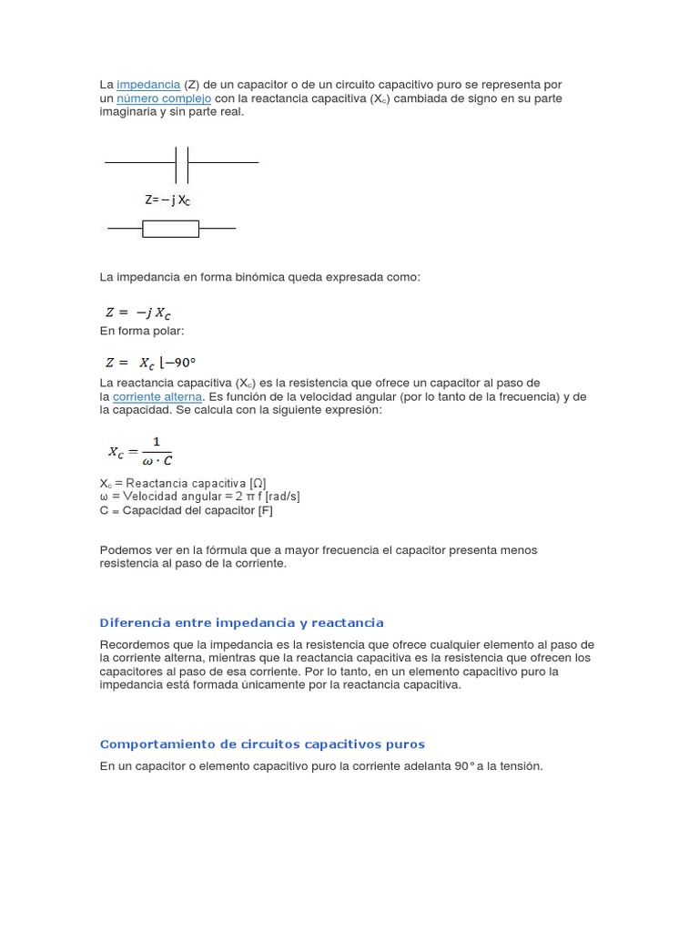 Impedancia Capcitiva