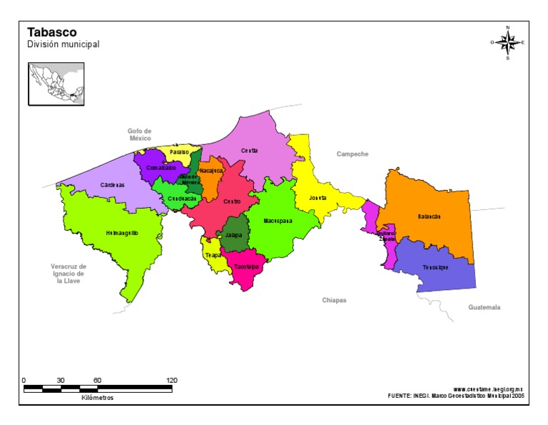 Mapa Del Estado De Tabasco Con Municipios Mapas Para Descargar E