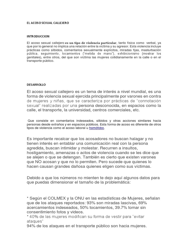 El Acoso Sexual Callejero | PDF | Acoso sexual | Violencia