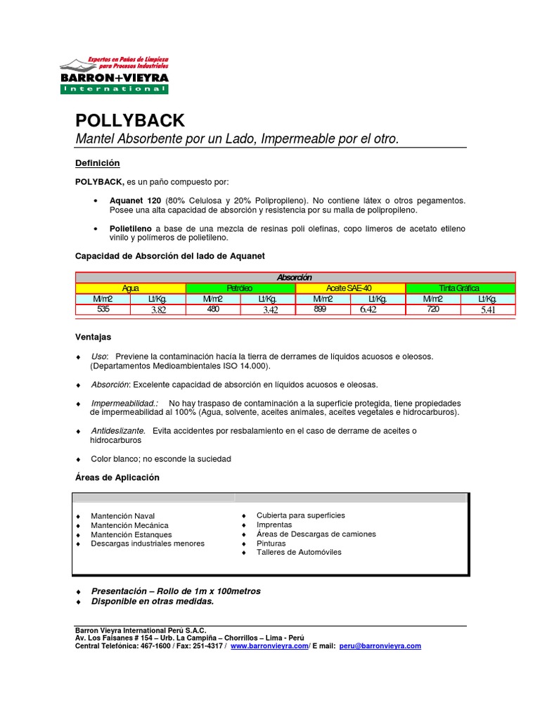 POLYBACK: Absorbent & Waterproof Cloth | PDF | Business