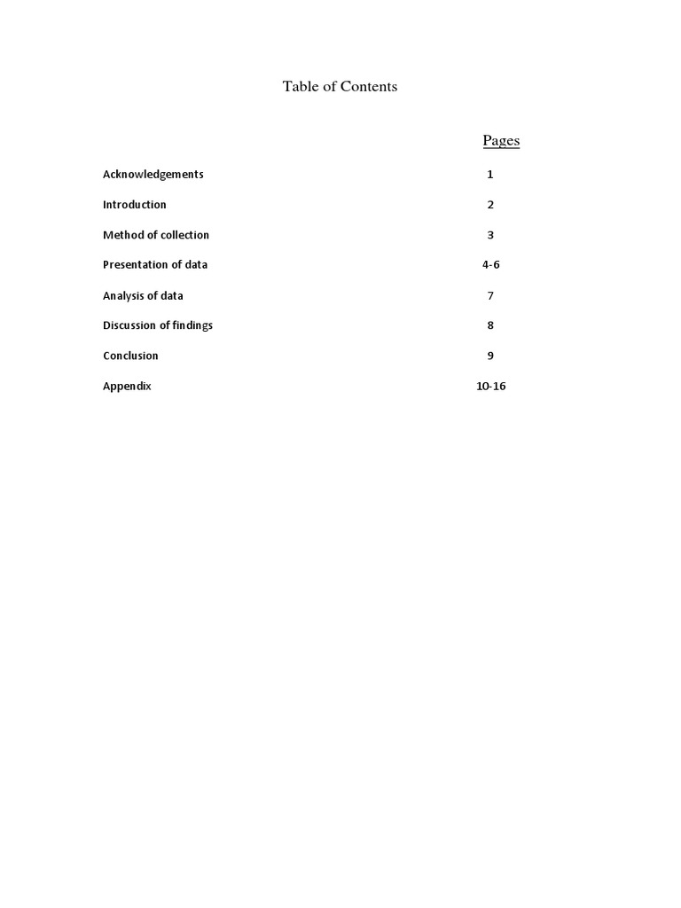 Table of Contents For Math Sba PDF