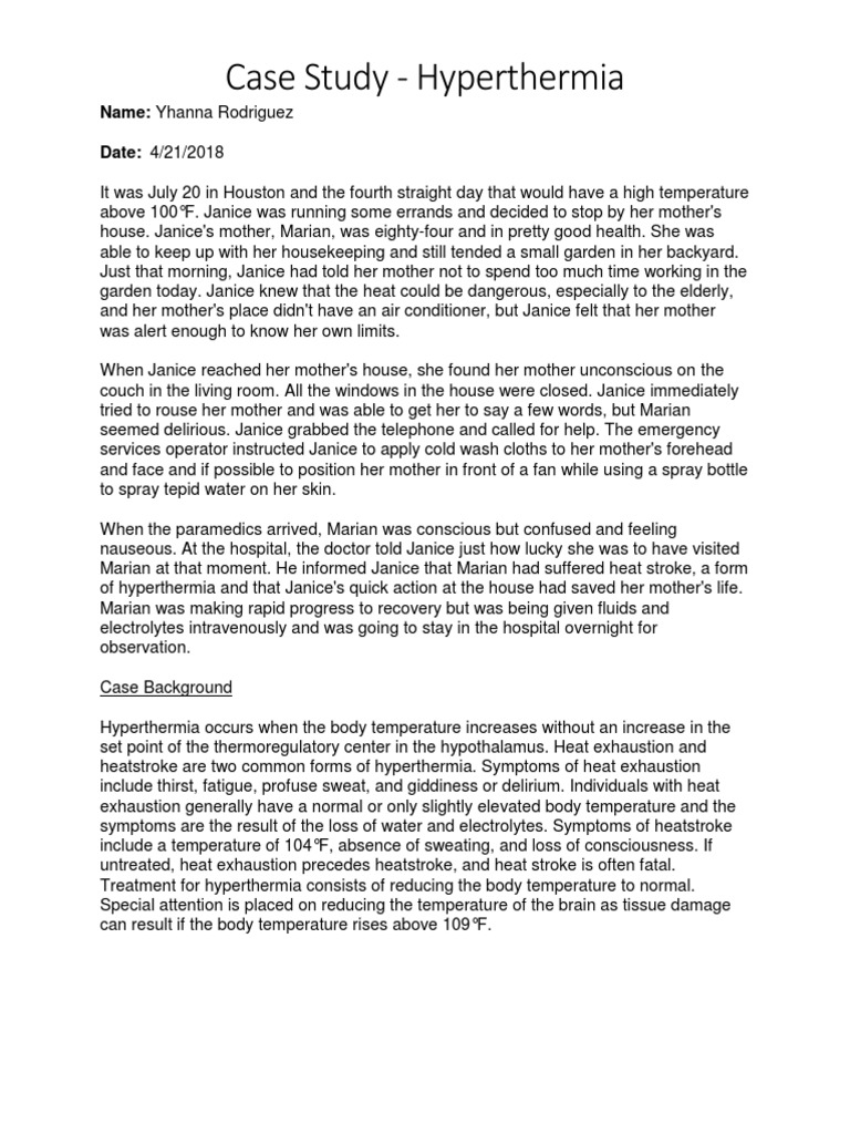 Hyperthermia Case Study and Treatment | PDF | Hyperthermia ...