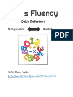 Facts Fluency Quick Reference Mult