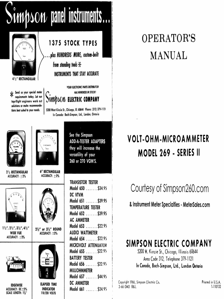 Simpson 269-2 User Manual-1966 | PDF