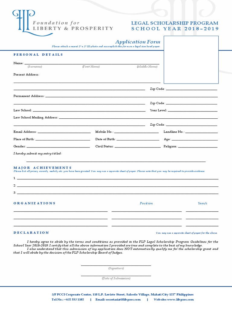 FLP Legal Scholarship Application 2018-2019 | PDF | Government ...