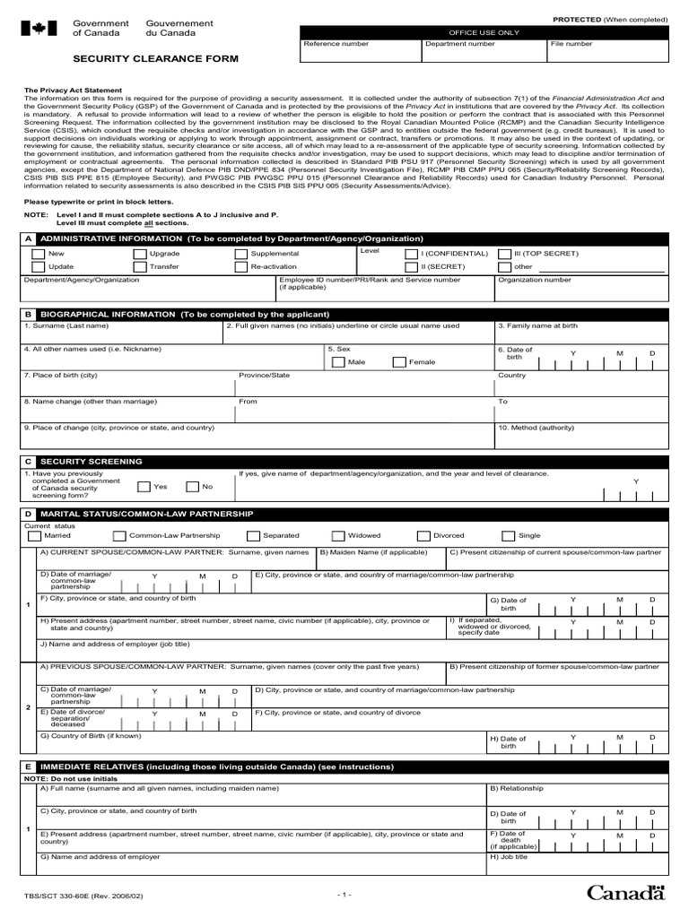 Security Clearance Form PDF | PDF